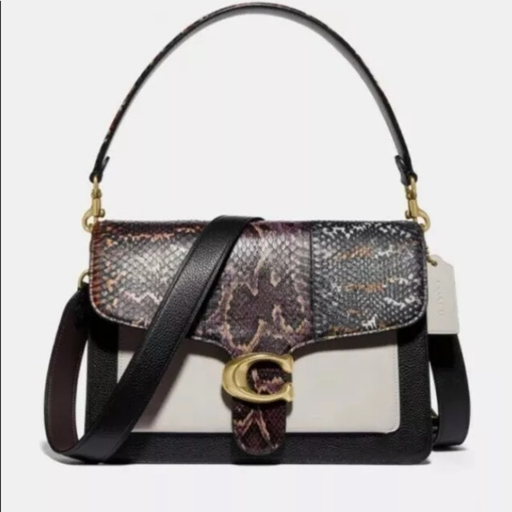 Coach Tabby Snakeskin Black/Brass Shoulder Bag